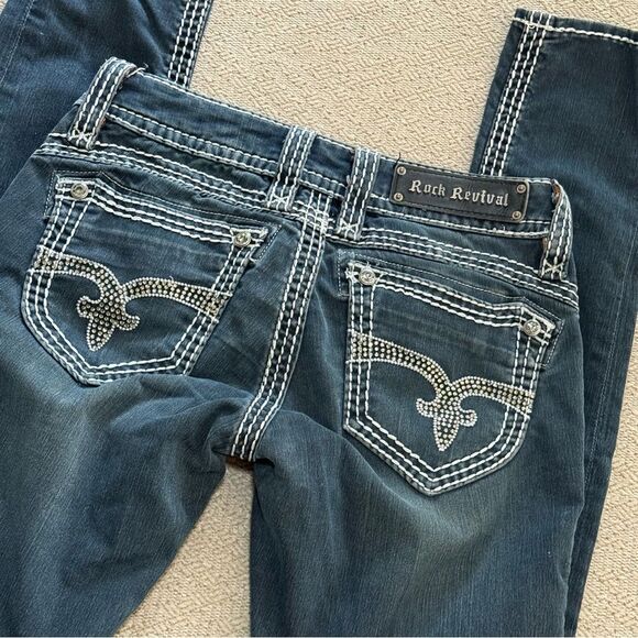 Rock Revival Aida Skinny Jeans Bling Concert Rodeo Women’s size 27 Buckle - Picture 4 of 16